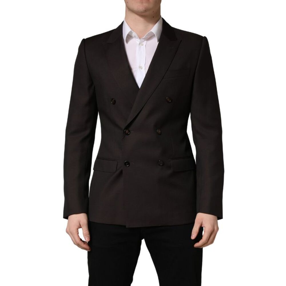 Dolce & Gabbana Dark Violet Wool Double Breasted Suit Men's Jacket